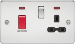 Knightsbridge - Flat Plate 45A Cooker Switch With Socket - Luminosity Designs Ltd