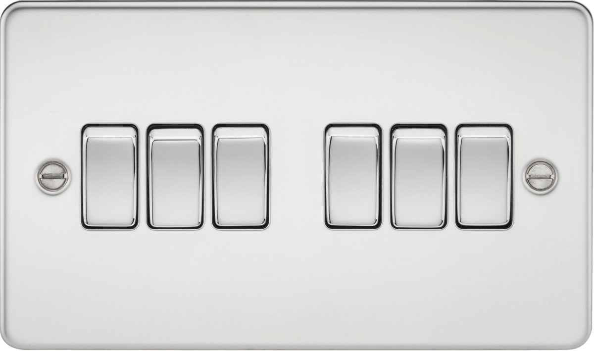 Knightsbridge - Flat Plate 6G 2 Way Switch - Luminosity Designs Ltd