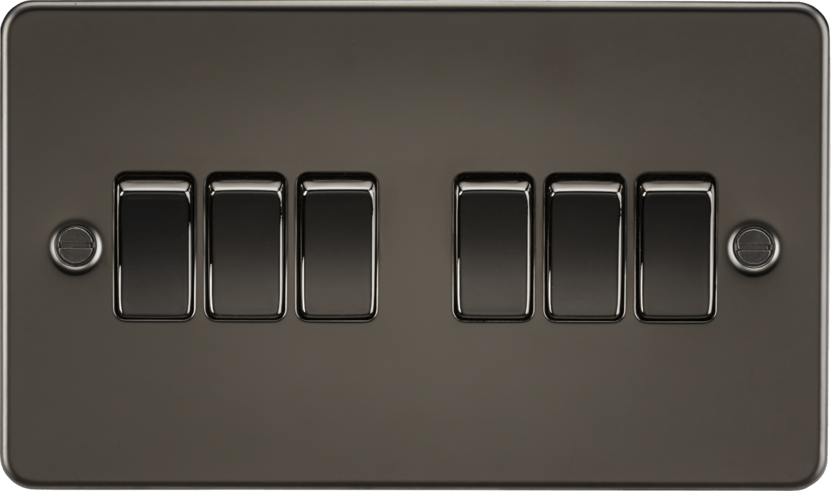 Knightsbridge - Flat Plate 6G 2 Way Switch - Luminosity Designs Ltd