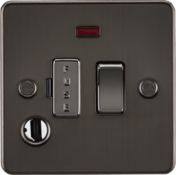 Knightsbridge - Flat Plate Switched Fuse Spur With Neon (Flex Outlet) - Luminosity Designs Ltd