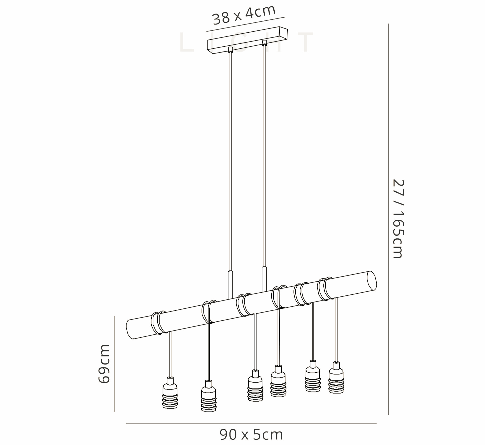 Luminosity Designs - Hamlet 6 Light Linear Ceiling Light - Luminosity Designs Ltd
