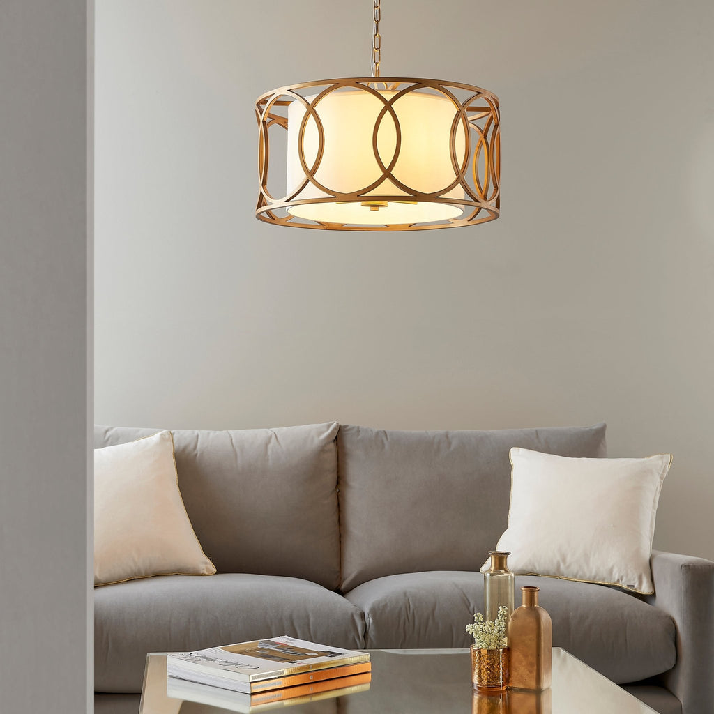 Luminosity Designs - Hampton Classic Gold and White Pendant - Luminosity Designs Ltd