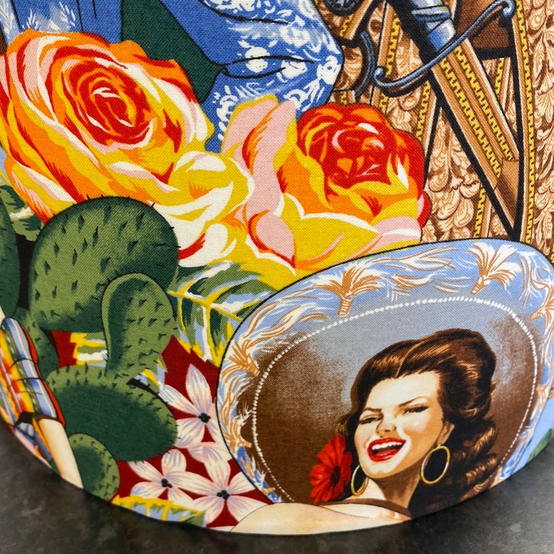 Luminosity Designs - Hand Crafted Drum Table Lampshade - Mexican Pin Up - Luminosity Designs Ltd