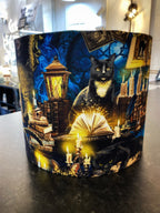 Luminosity Designs - Hand Crafted Drum Table Lampshade - Mystic Moggies - Luminosity Designs Ltd