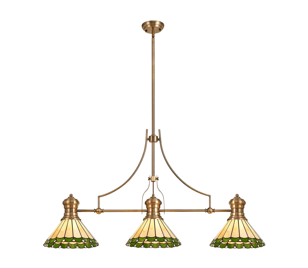 Luminosity Designs - Hanger Bar Pendant with Tiffany Chamber Shades - Luminosity Designs Ltd