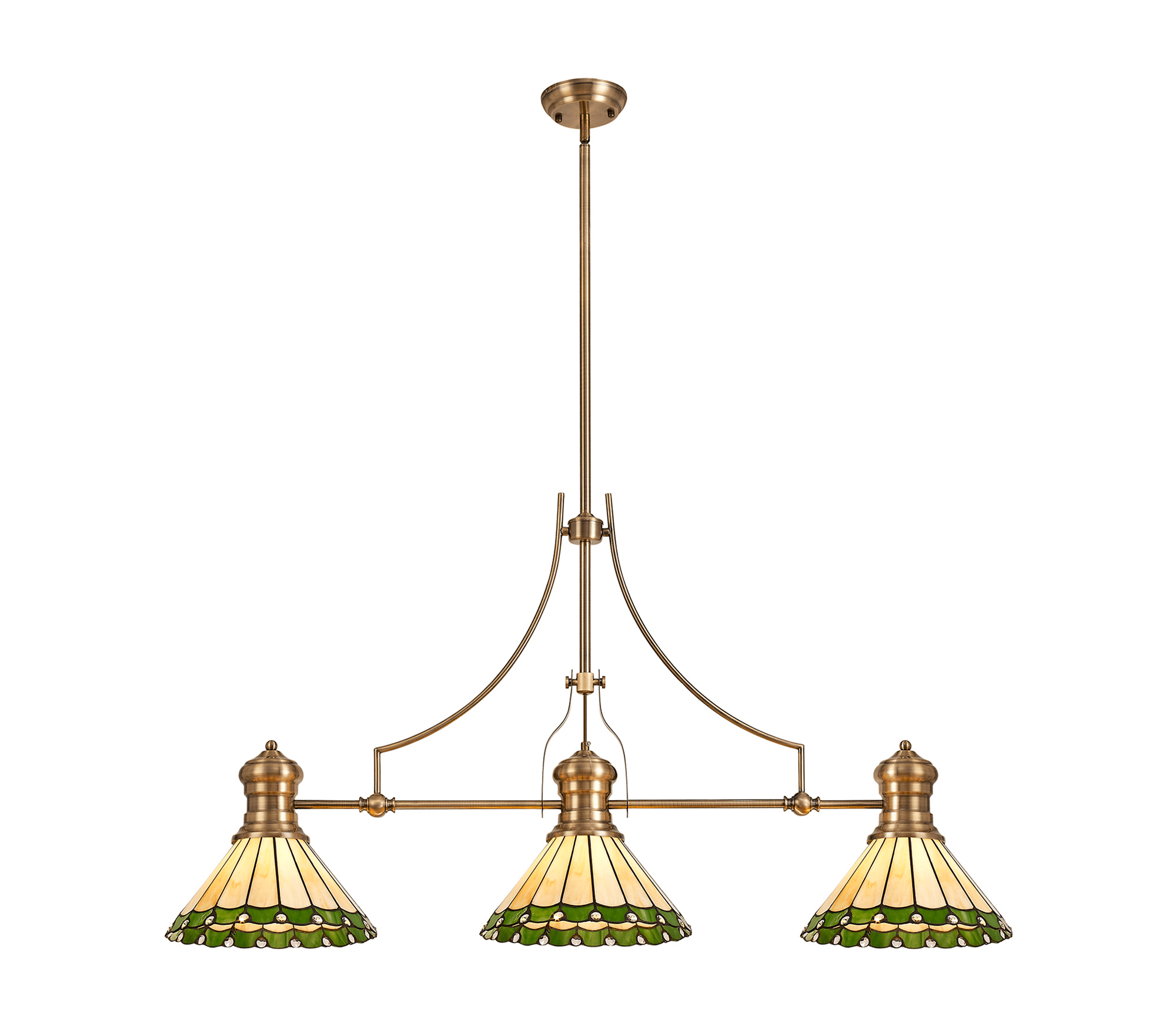 Luminosity Designs - Hanger Bar Pendant with Tiffany Chamber Shades - Luminosity Designs Ltd