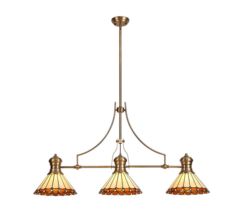 Luminosity Designs - Hanger Bar Pendant with Tiffany Chamber Shades - Luminosity Designs Ltd