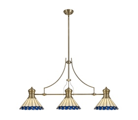 Luminosity Designs - Hanger Bar Pendant with Tiffany Chamber Shades - Luminosity Designs Ltd