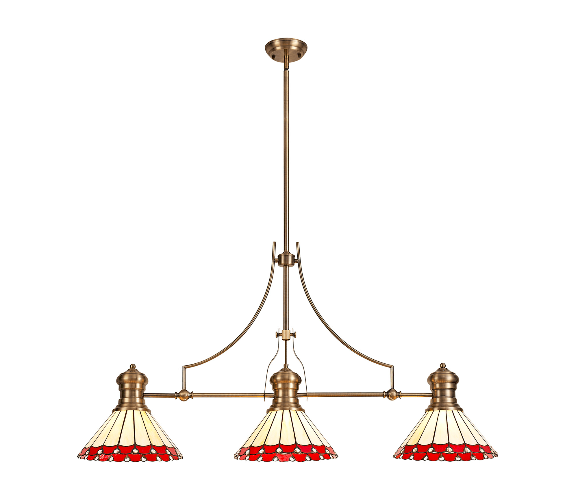 Luminosity Designs - Hanger Bar Pendant with Tiffany Chamber Shades - Luminosity Designs Ltd