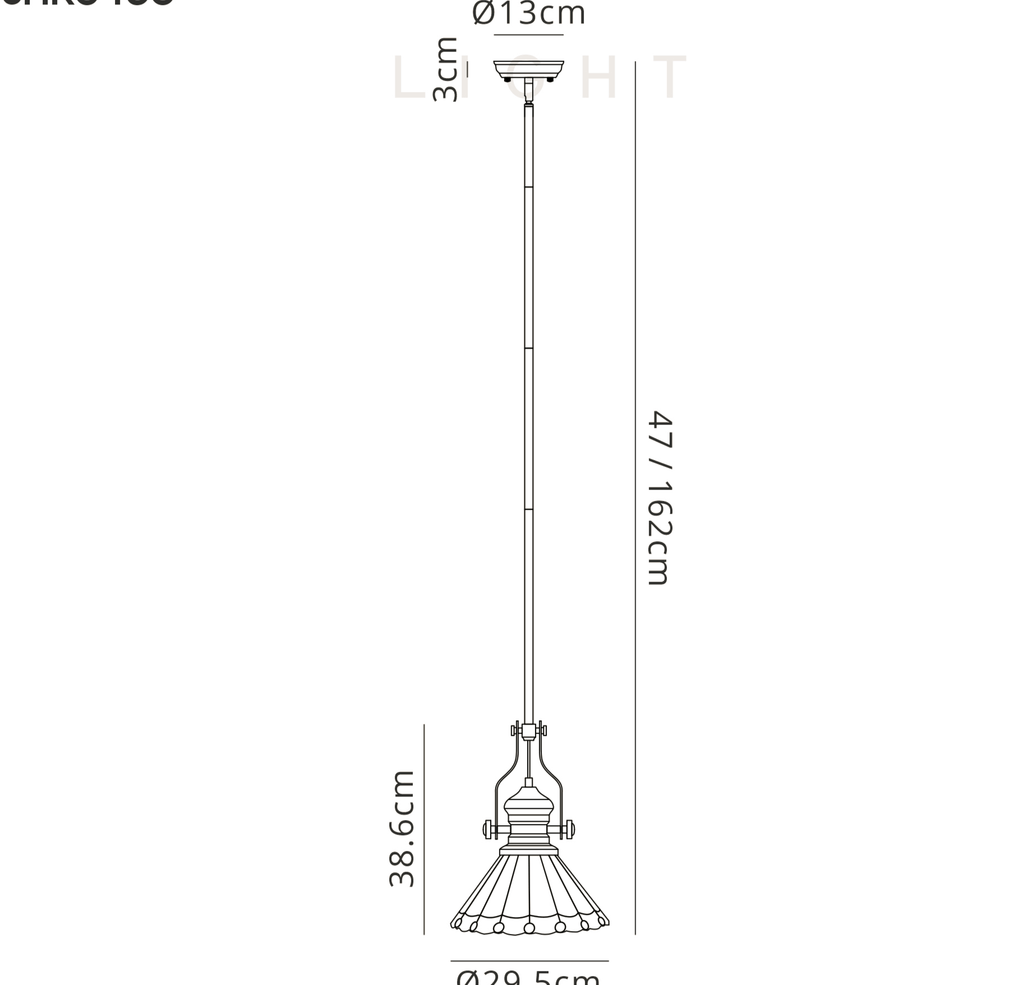Luminosity Designs - Hanger Single Pendant with Tiffany Chamber Shade - Luminosity Designs Ltd