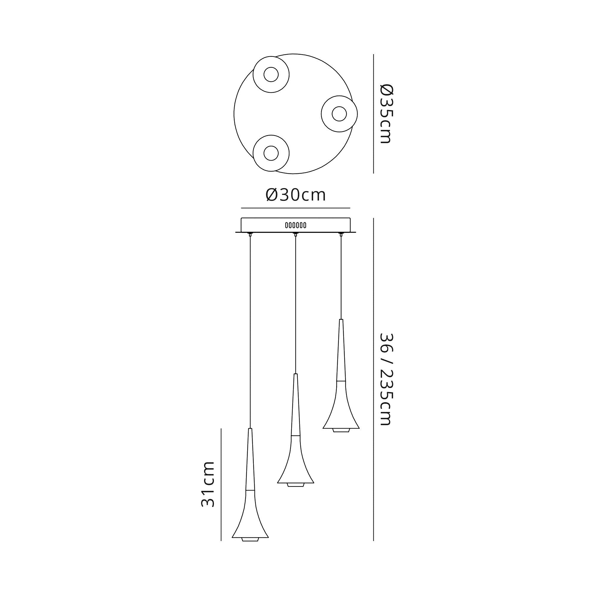 Luminosity Designs - Horn Circular Multi Light Pendant - Luminosity Designs Ltd