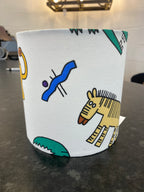 Vintage Table Lamp with Hand Crafted Drum Table Lampshade - Retro Zoo