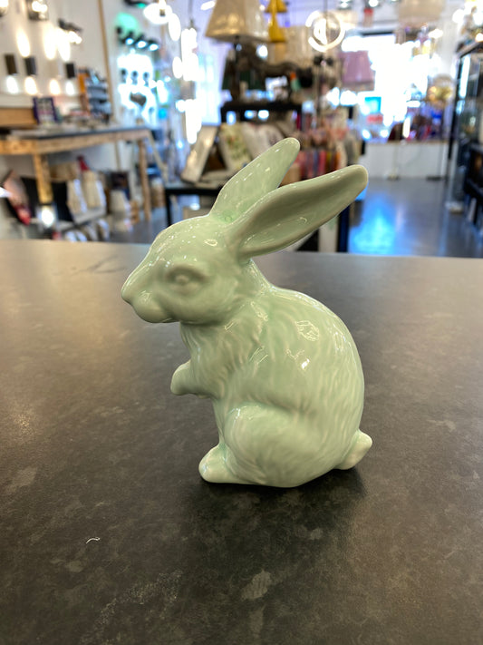 Green Glazed Bunny Rabbit vintage style - Reduced