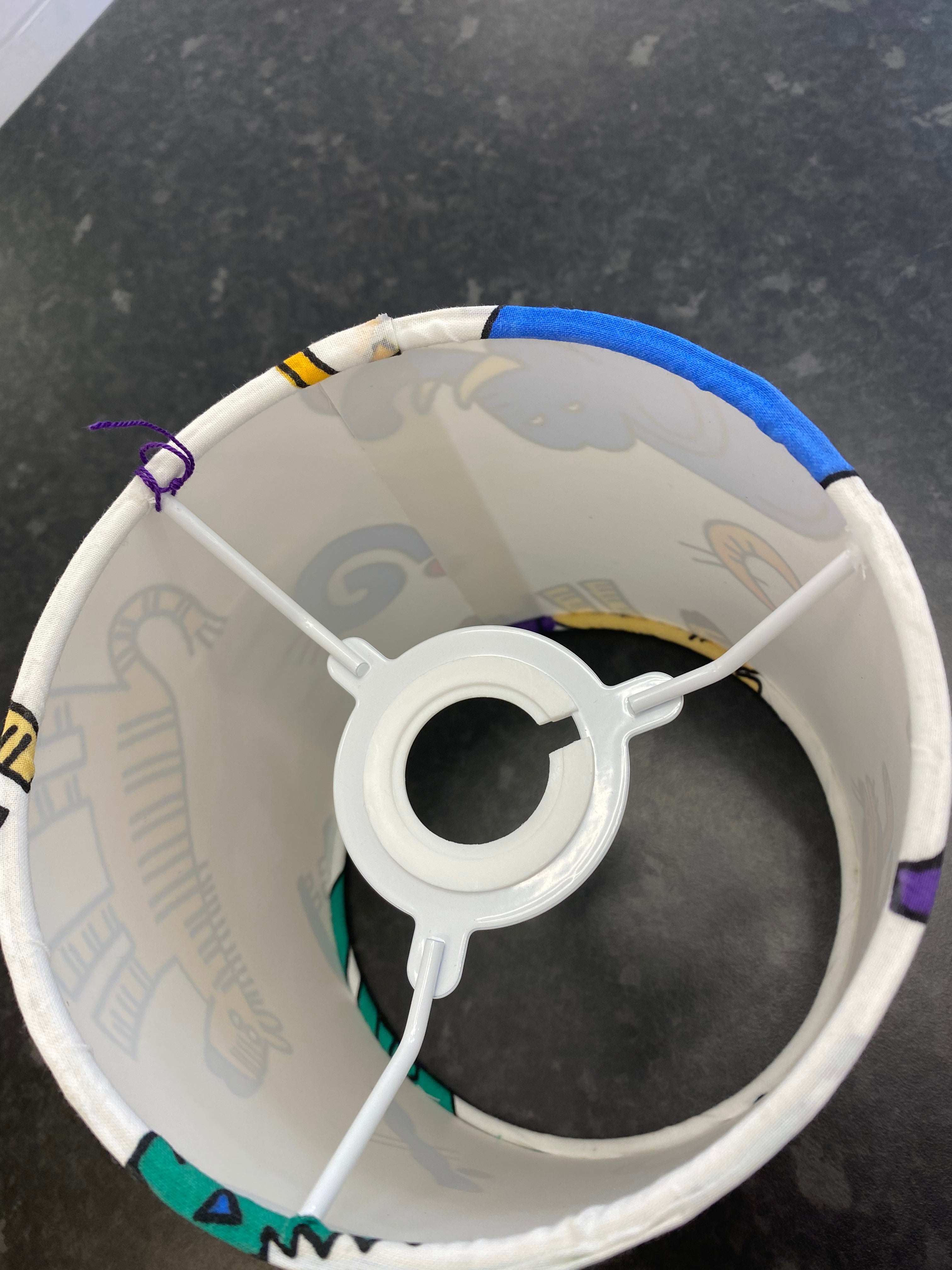 Vintage Table Lamp with Hand Crafted Drum Table Lampshade - Retro Zoo