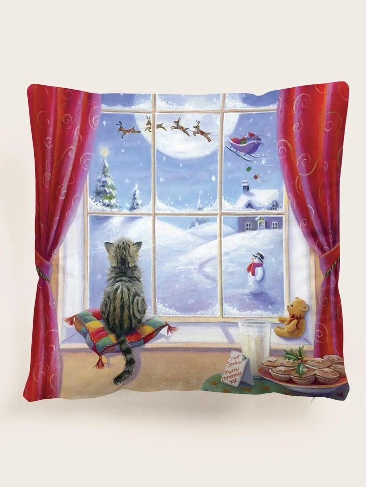 Watching for Santa Christmas Cushion