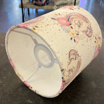 Hand Crafted Drum Table Lampshade - Pink Unicorns