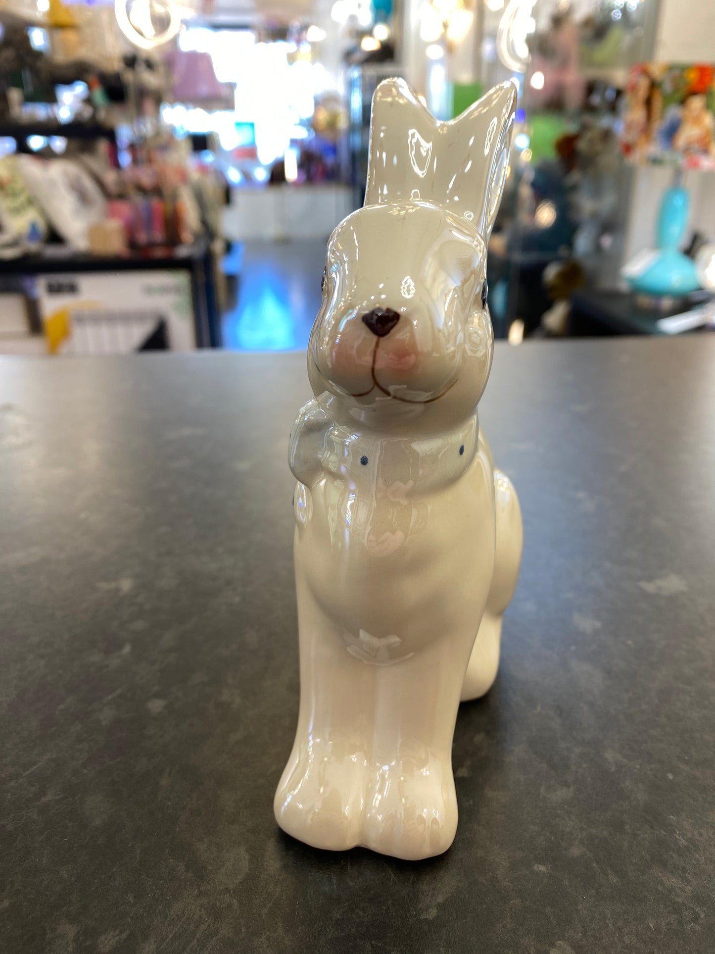 White Glazed Bunny Rabbit with Bow tie