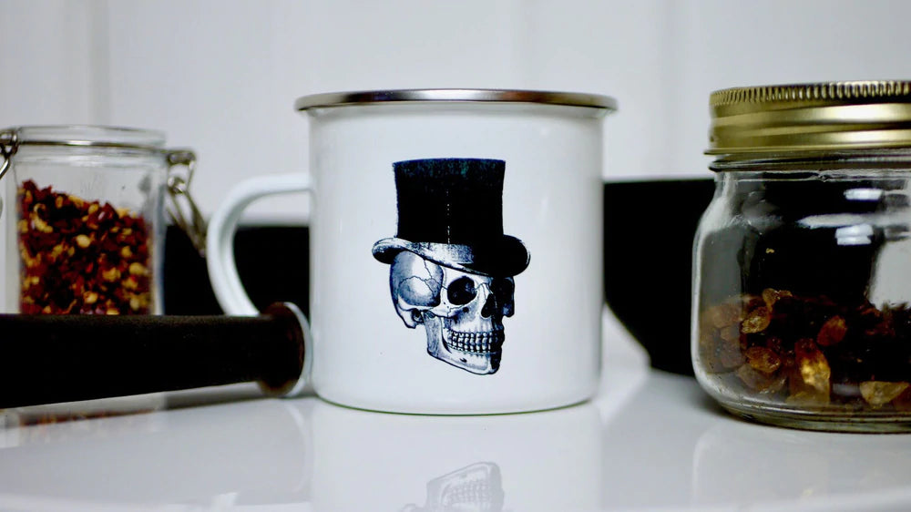 Steampunk Skull Vintage Style Enamel Mug