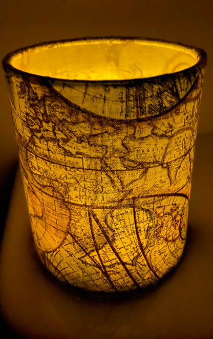 Hand Made LED Tealight Lantern - Vintage Nautical map