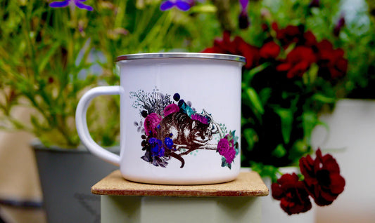 Cheshire Cat Vintage Style Enamel Mug