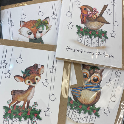 Christmas Forest Animal Cards by DP Art - 4 Designs