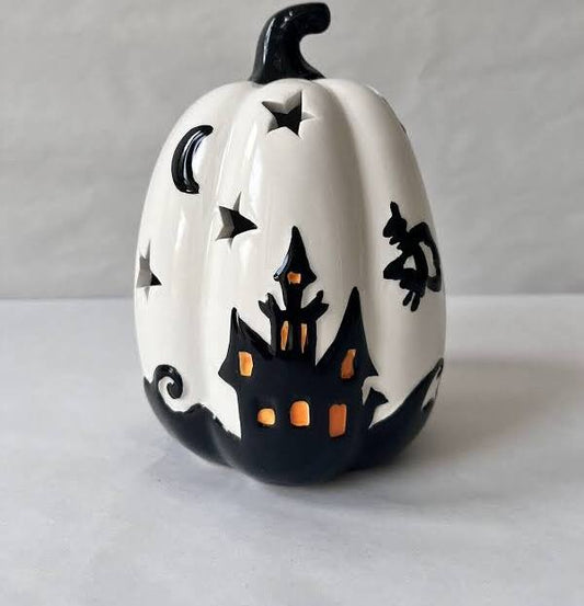 Light up Ceramic Halloween Pumpkin