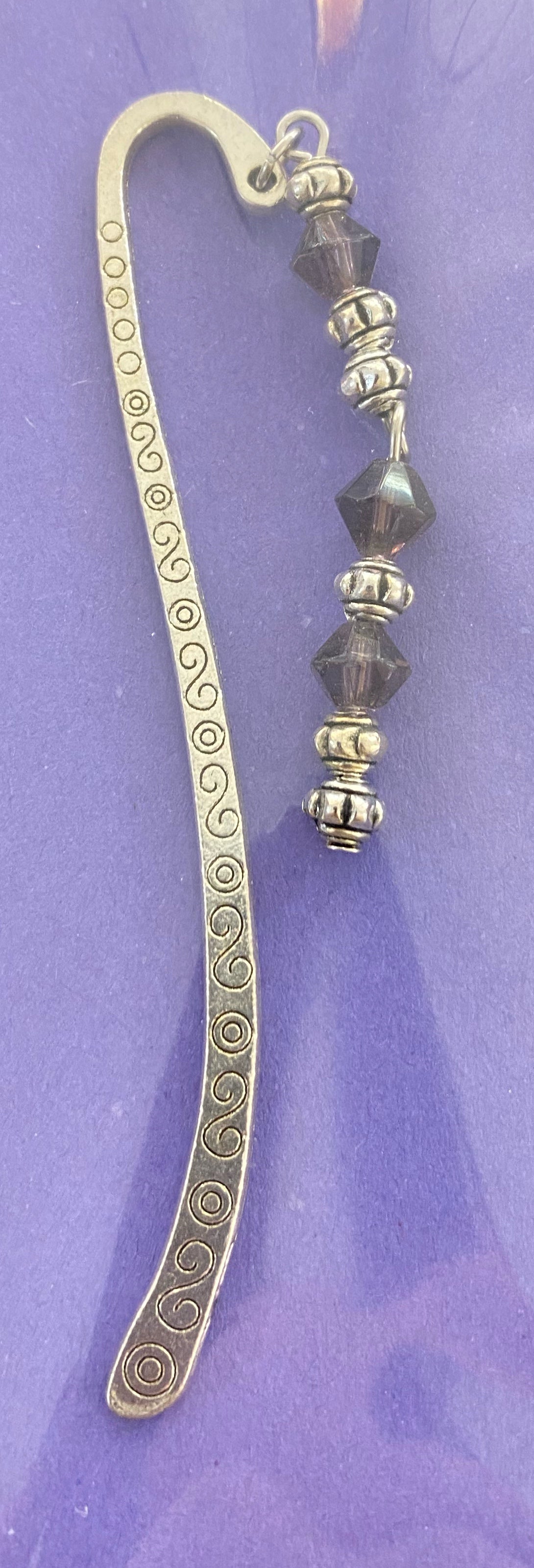 Crystal Victorian Style Silver Plate Bookmark