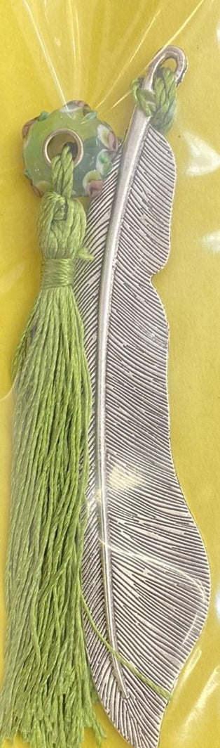 Feather and Tassel Victorian Style Silver Plate Bookmark