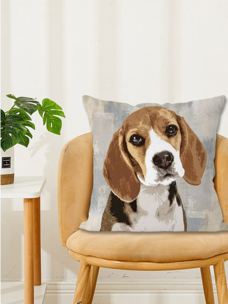 Curious Beagle Dog Artist Style Couch Cushion