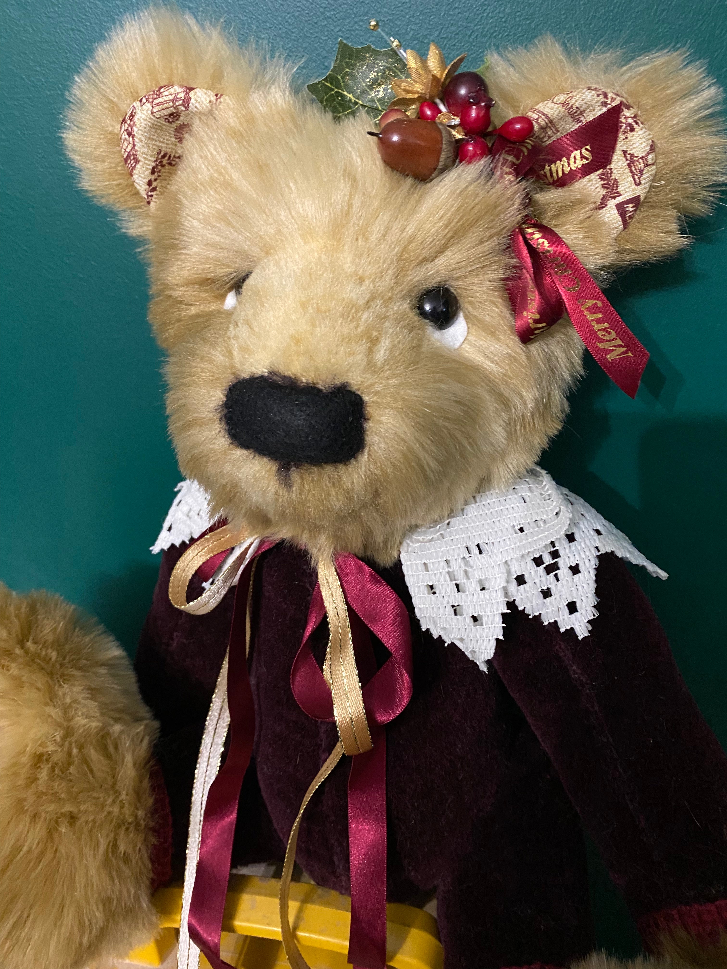 Mohair and Plush Christmas Bear - Carol