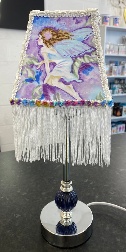 Chrome Table Lamp with Hand Crafted Fairy Shade