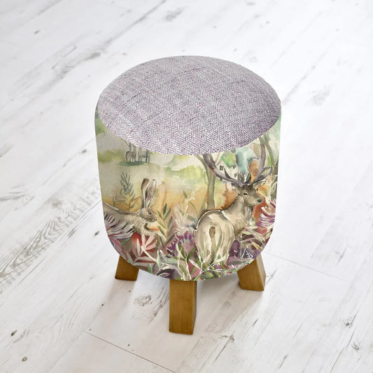 Stag and Hare Watercolour Footstool