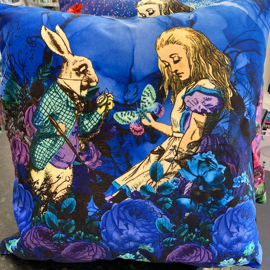Alice in Wonderland And Rabbit Artist Style Couch Cushion