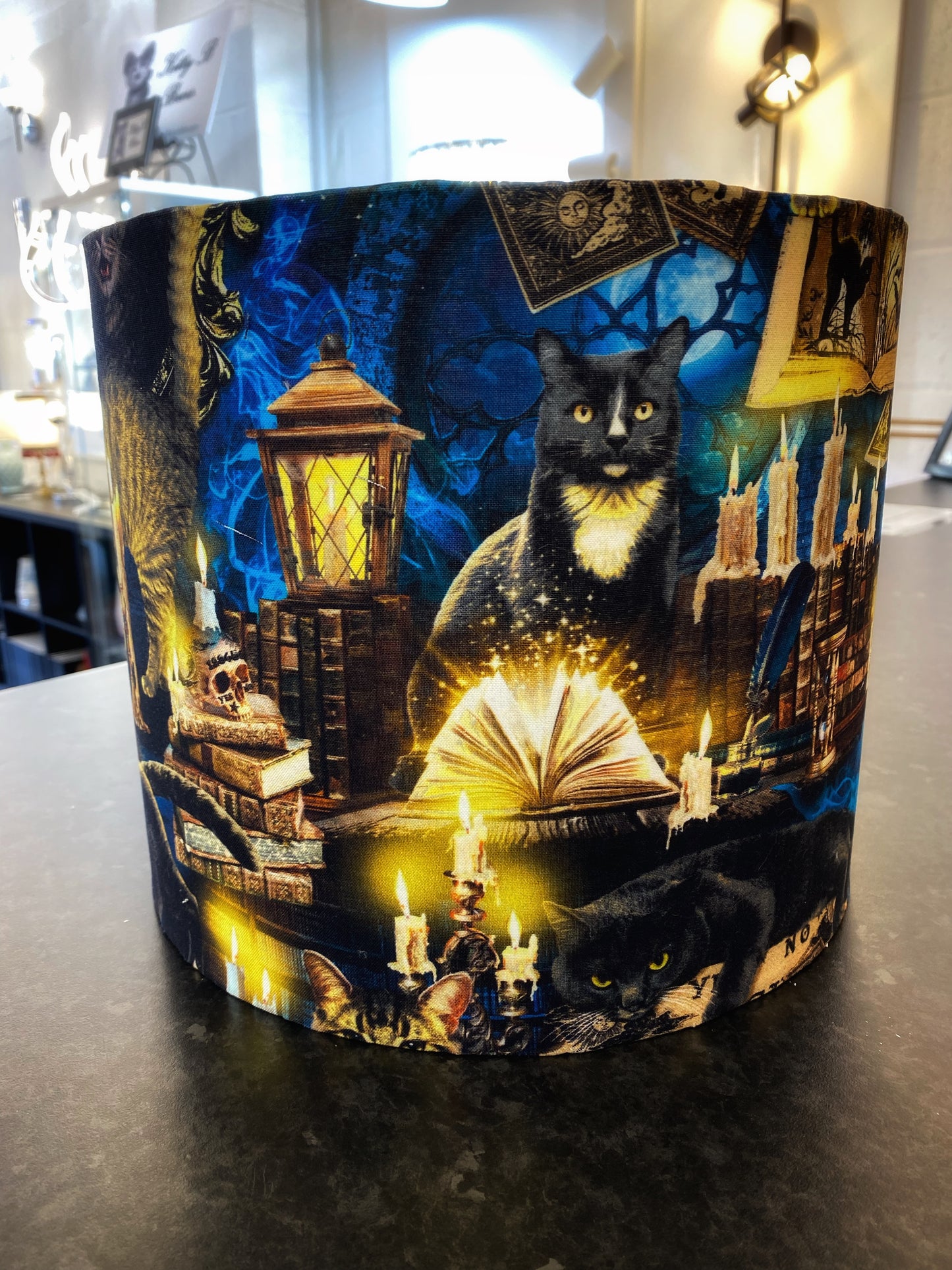Hand Crafted Drum Table Lampshade - Mystic Moggies