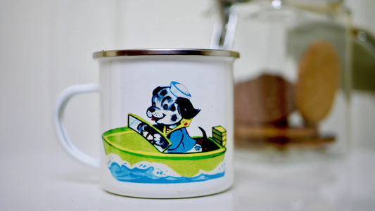 Cute Sailor Dog Vintage Style Enamel Mug