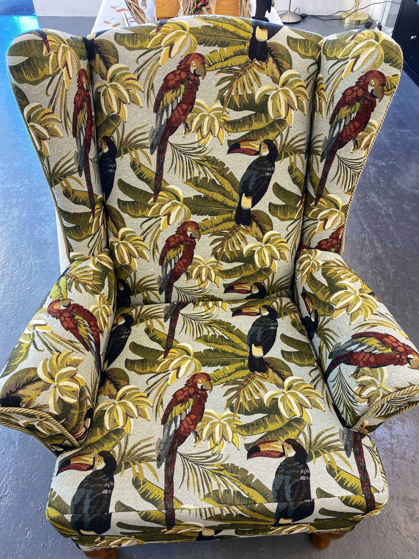 Tropical Birds Wing Back Armchair by Acantha Maude
