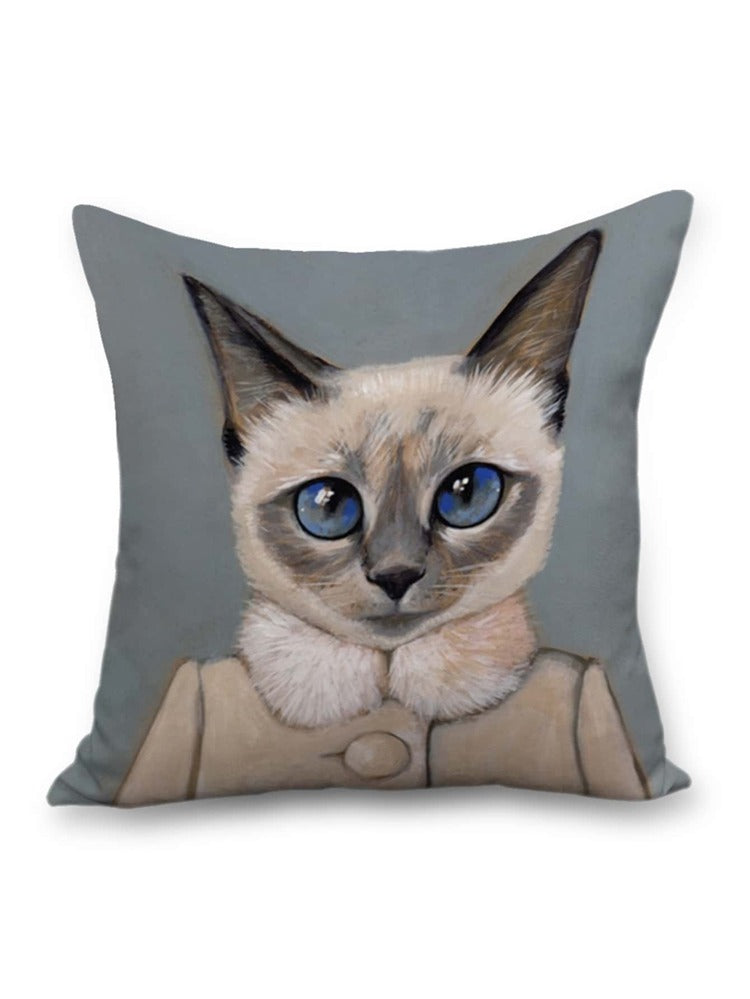 Classy Girl Siamese Cat Artist Style Couch Cushion