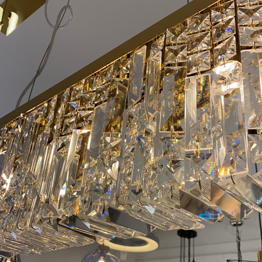 Cruise Rectangular Pure Crystal 102x9cm Linear Pendant Chandelier, 5 Light E14
