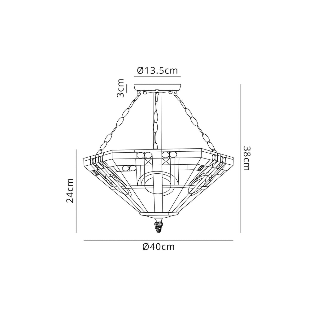 Luminosity Designs - Inca Tiffany Semi Flush Ceiling Light - Luminosity Designs Ltd