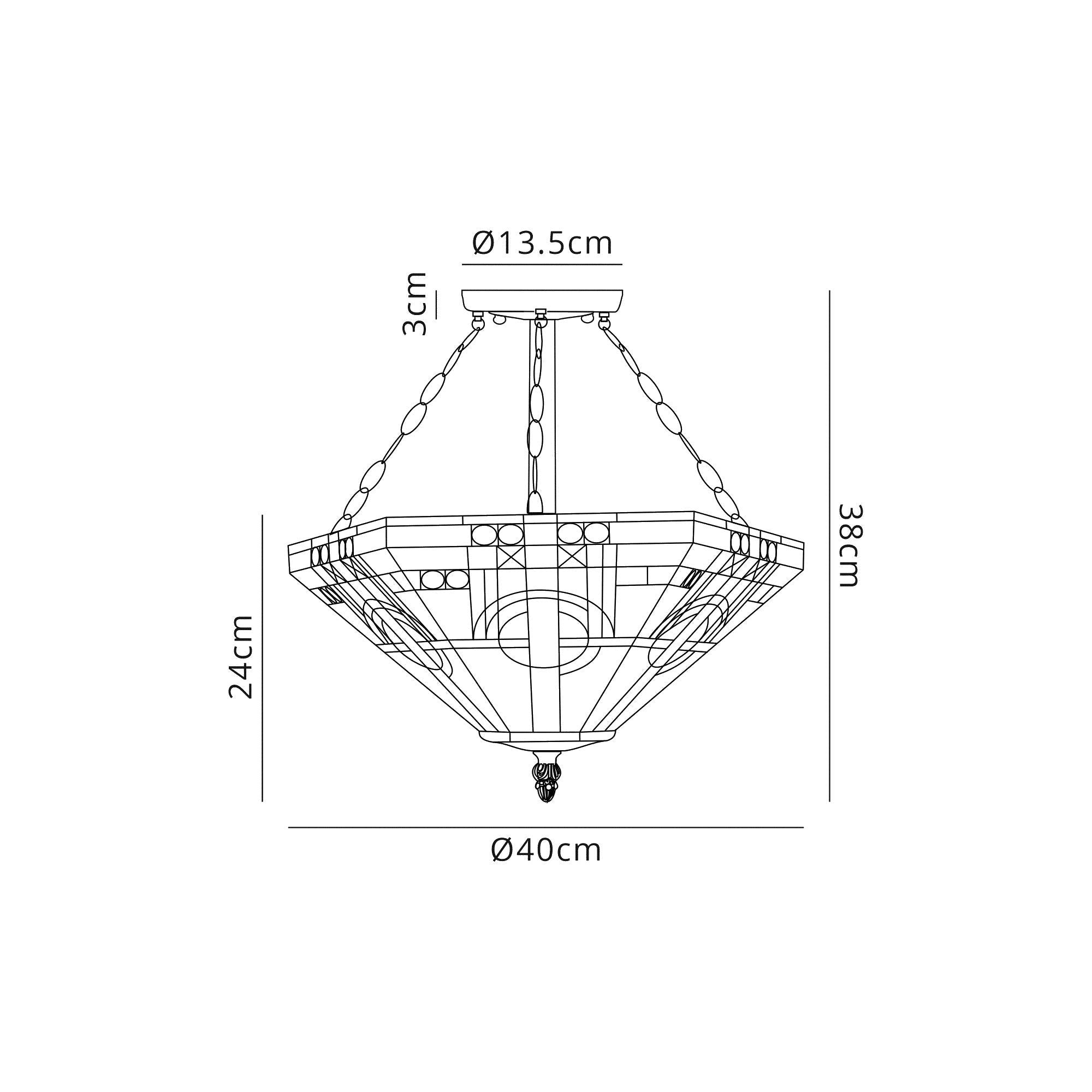 Luminosity Designs - Inca Tiffany Semi Flush Ceiling Light - Luminosity Designs Ltd