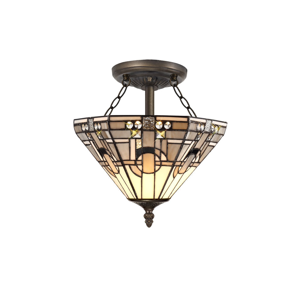 Luminosity Designs - Inca Tiffany Semi Flush Ceiling Light - Luminosity Designs Ltd