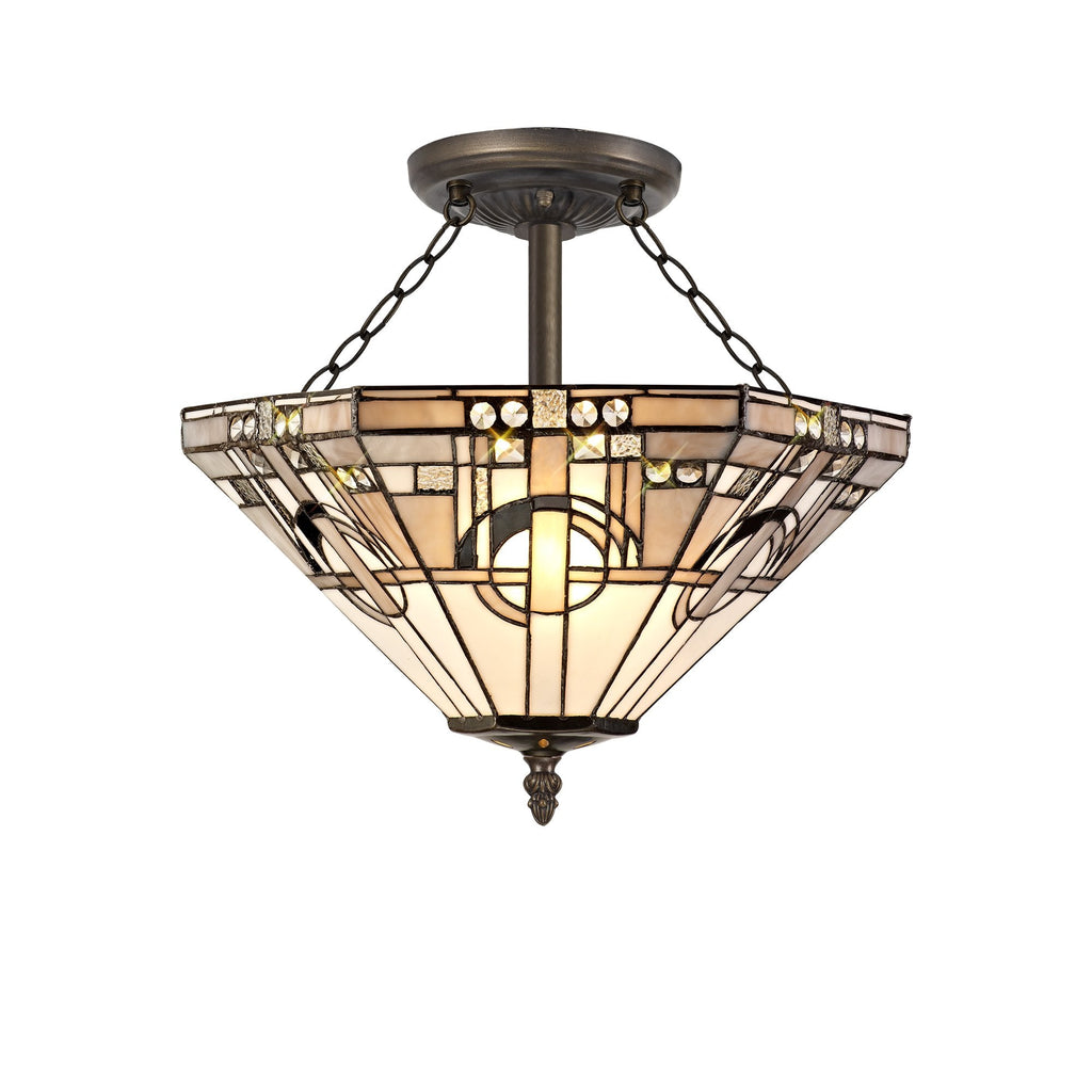 Luminosity Designs - Inca Tiffany Semi Flush Ceiling Light - Luminosity Designs Ltd
