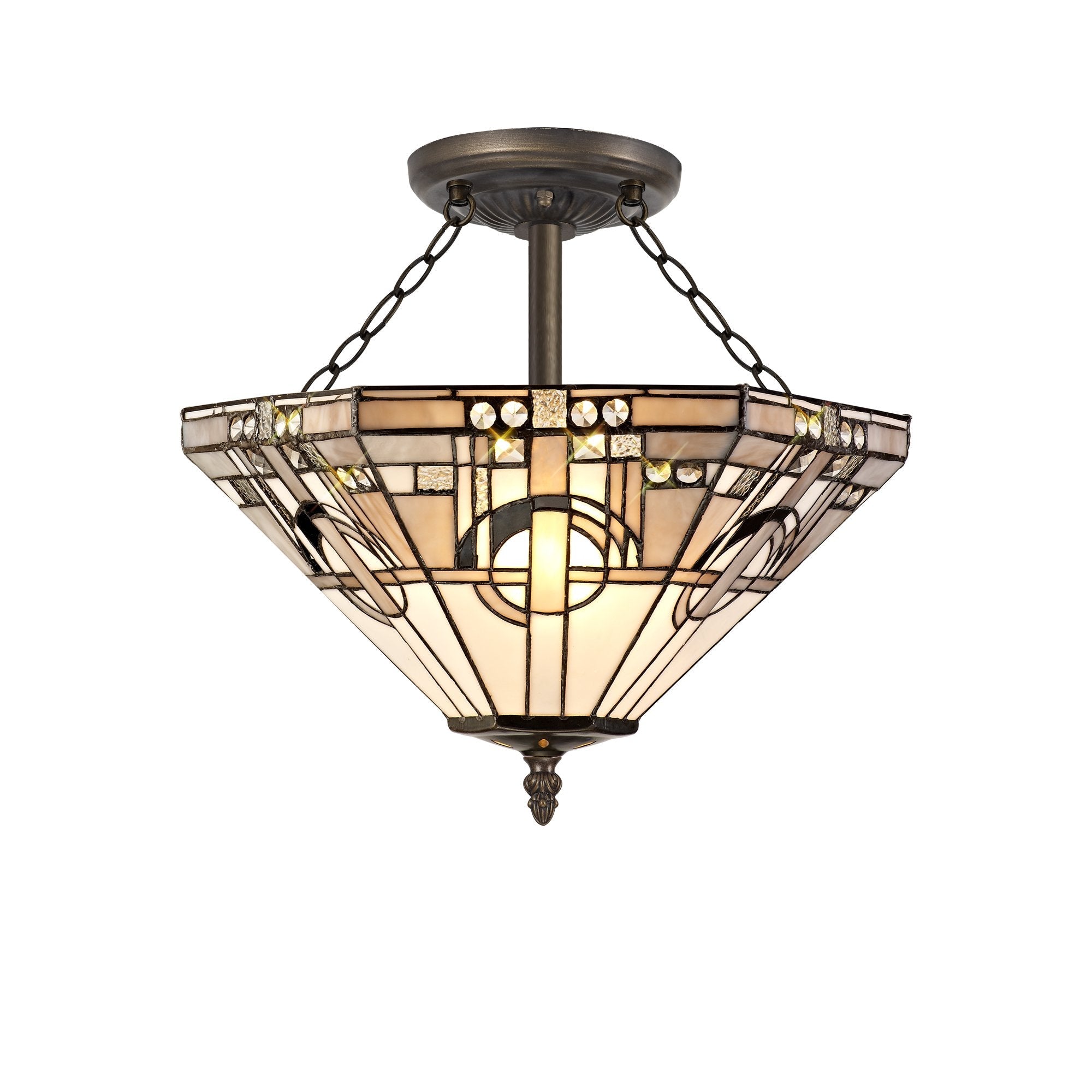 Luminosity Designs - Inca Tiffany Semi Flush Ceiling Light - Luminosity Designs Ltd