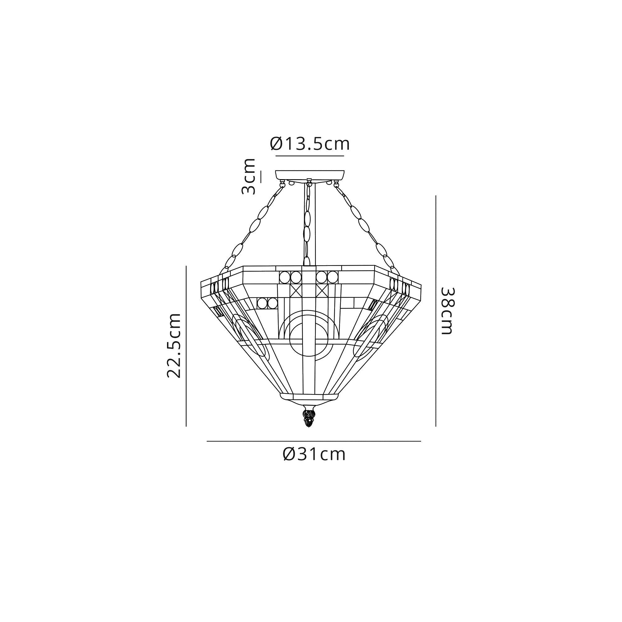 Luminosity Designs - Inca Tiffany Semi Flush Ceiling Light - Luminosity Designs Ltd