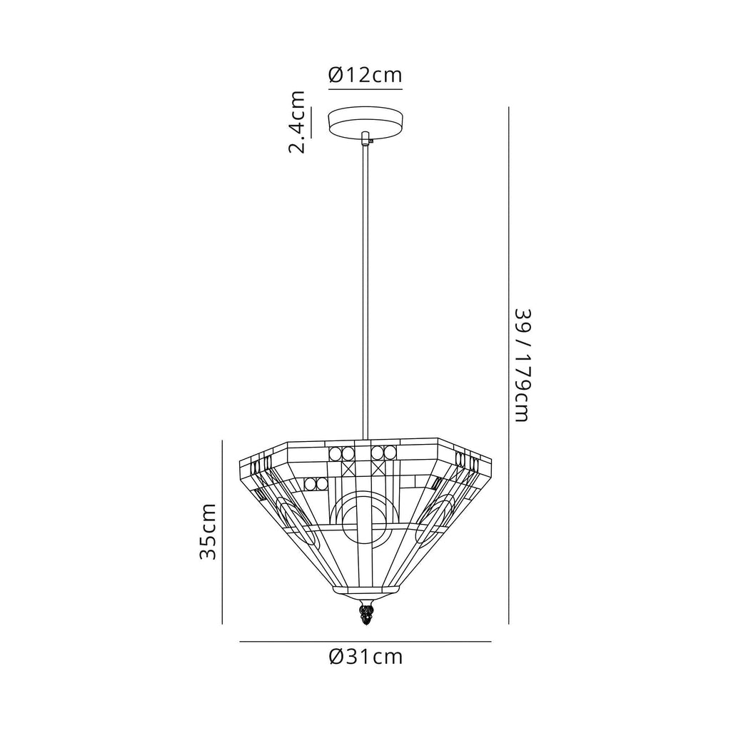 Luminosity Designs - Inca Tiffany Uplighter Pendant - Luminosity Designs Ltd