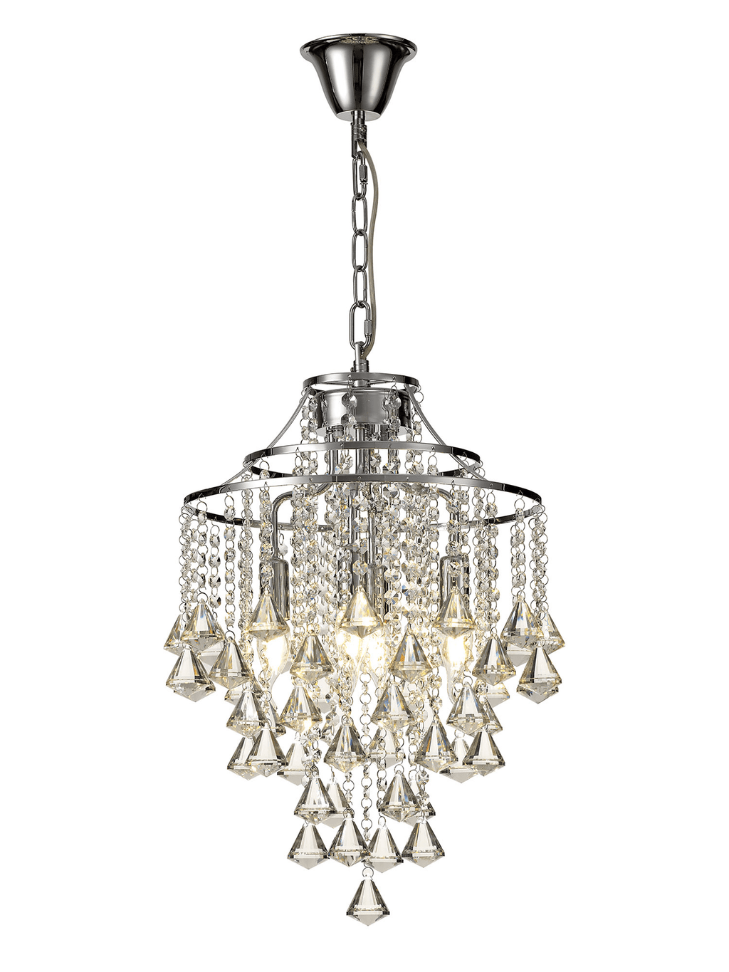 Diyas - Inina Pendant 4 Light E14 Polished Chrome/Crystal - Luminosity Designs Ltd