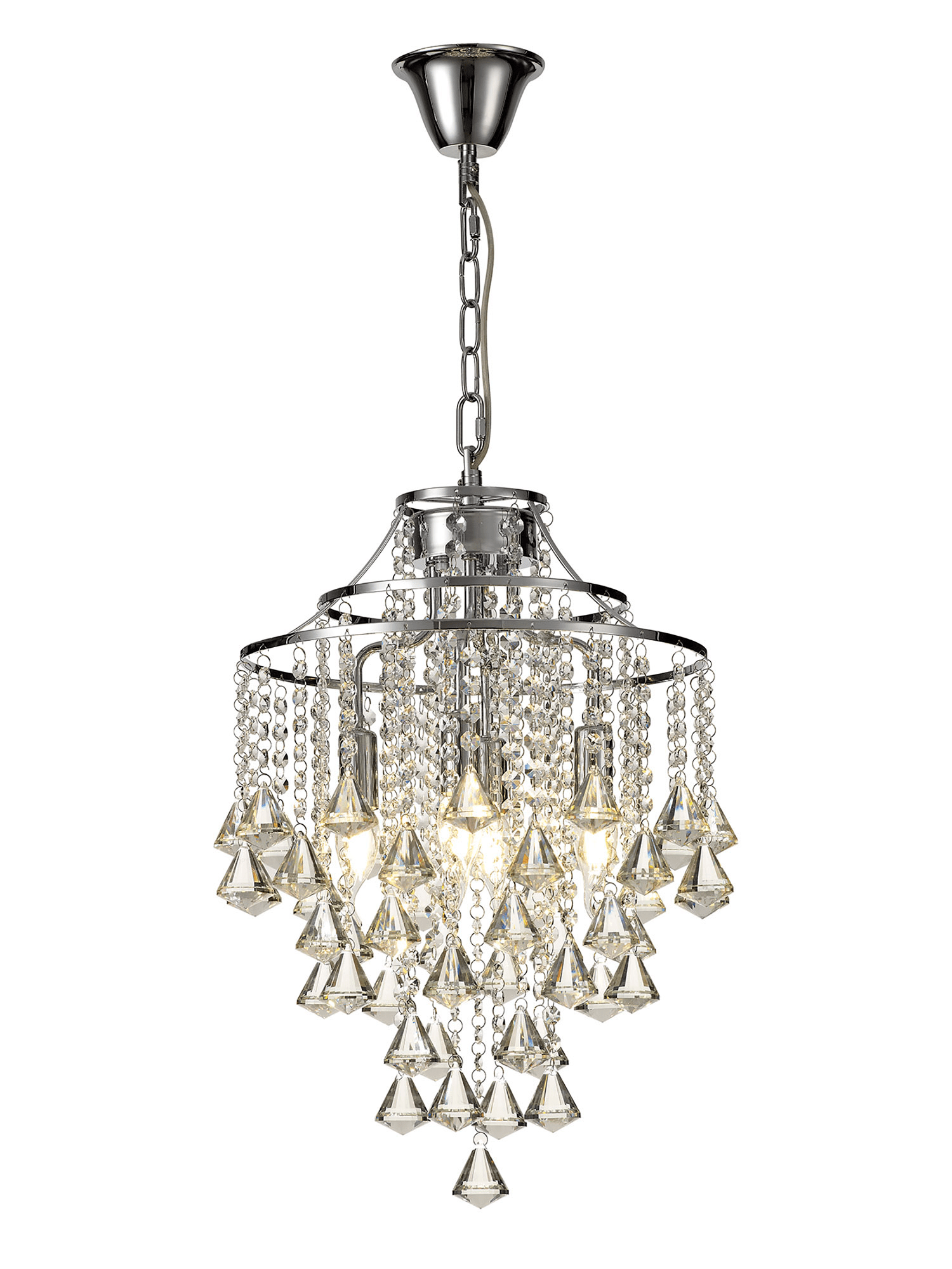 Diyas - Inina Pendant 4 Light E14 Polished Chrome/Crystal - Luminosity Designs Ltd