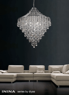 Diyas - Inina Pendant 7 Light E14 Polished Chrome/Crystal - Luminosity Designs Ltd