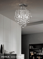 Diyas - Inina Semi - Flush Pendant 4 Light E14 Polished Chrome/Crystal - Luminosity Designs Ltd