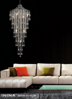 Diyas - Inina Tall Pendant 15 Light E14 Polished Chrome/Crystal - Luminosity Designs Ltd
